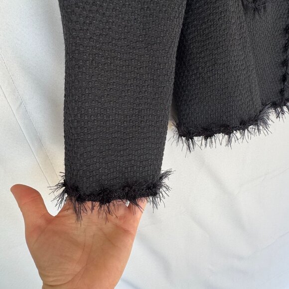 Doncaster Collection Black Tweed Fluffy Fringe Formal  Suit Jacket Plus Size 18W - Picture 6 of 15